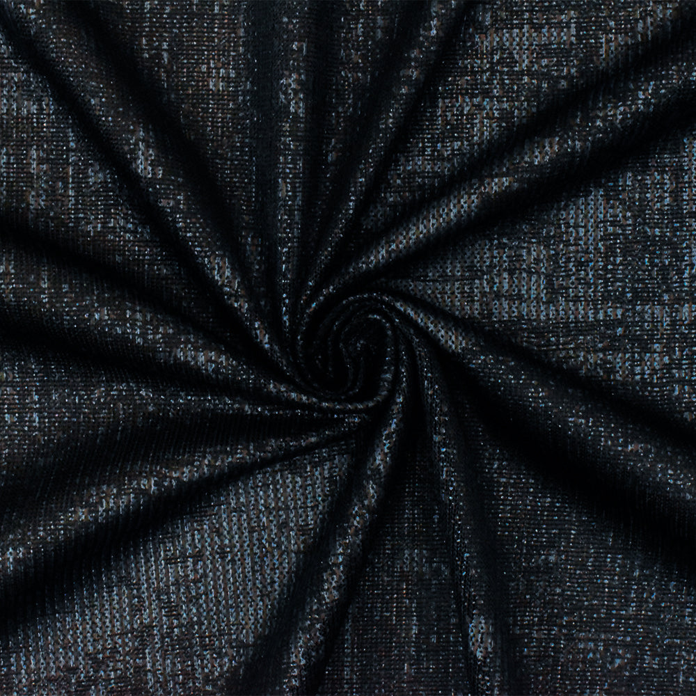 1 Yard Blue-Black Textured Print Stretch Knit Fabric for Activewear and Performance Apparel 58 Inches Width