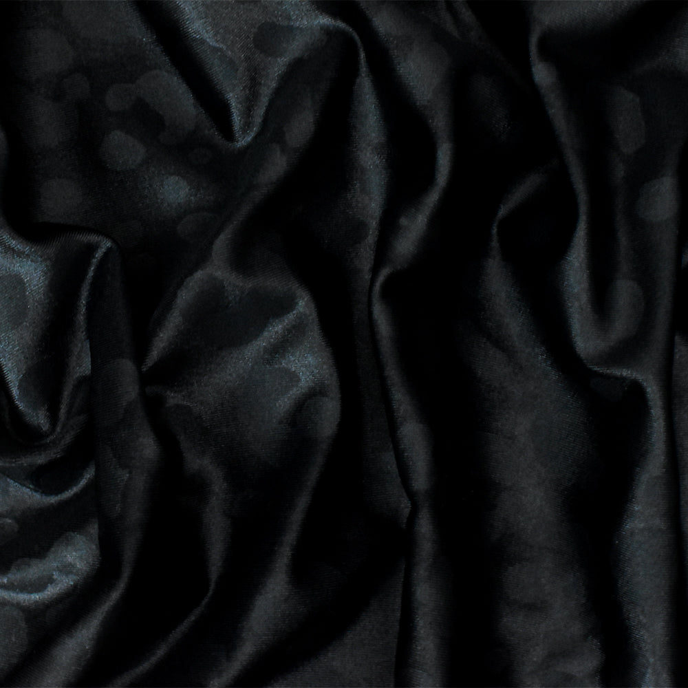1 Yard Black Leopard Print Stretch Nylon Tricot Knit Fabric for Swimwear and Athletic Use 56 Inches Width