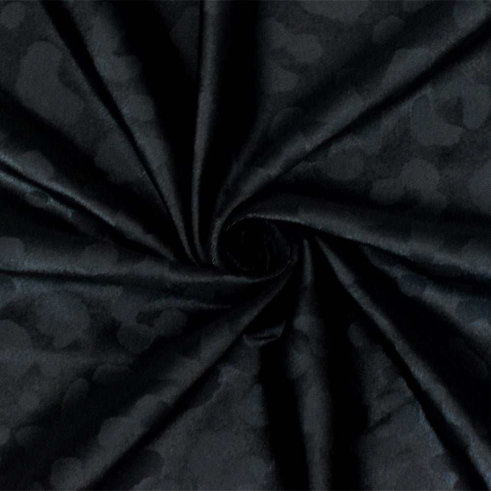 1 Yard Black Leopard Print Stretch Nylon Tricot Knit Fabric for Swimwear and Athletic Use 56 Inches Width