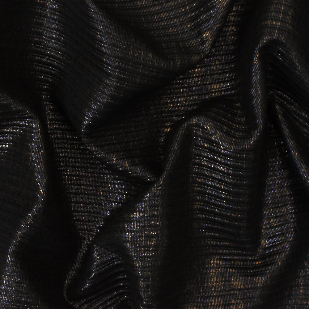 1 Yard Black Copper Reptile Foil Ottoman Knit Fabric for Activewear and Costumes 56 Inches Width