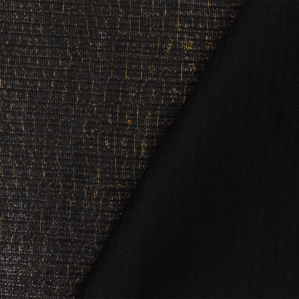 1 Yard Black Copper Reptile Foil Ottoman Knit Fabric for Activewear and Costumes 56 Inches Width