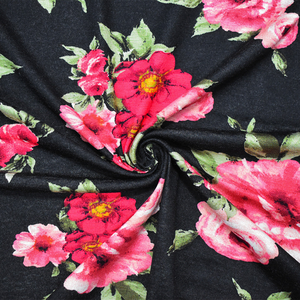 1 Yard Multi-Color Floral Cotton Spandex Stretch Jersey Knit Fabric 61 Inches Wide