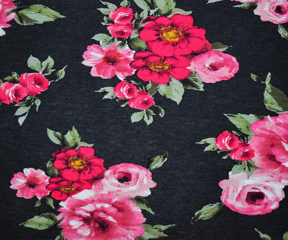 1 Yard Multi-Color Floral Cotton Spandex Stretch Jersey Knit Fabric 61 Inches Wide