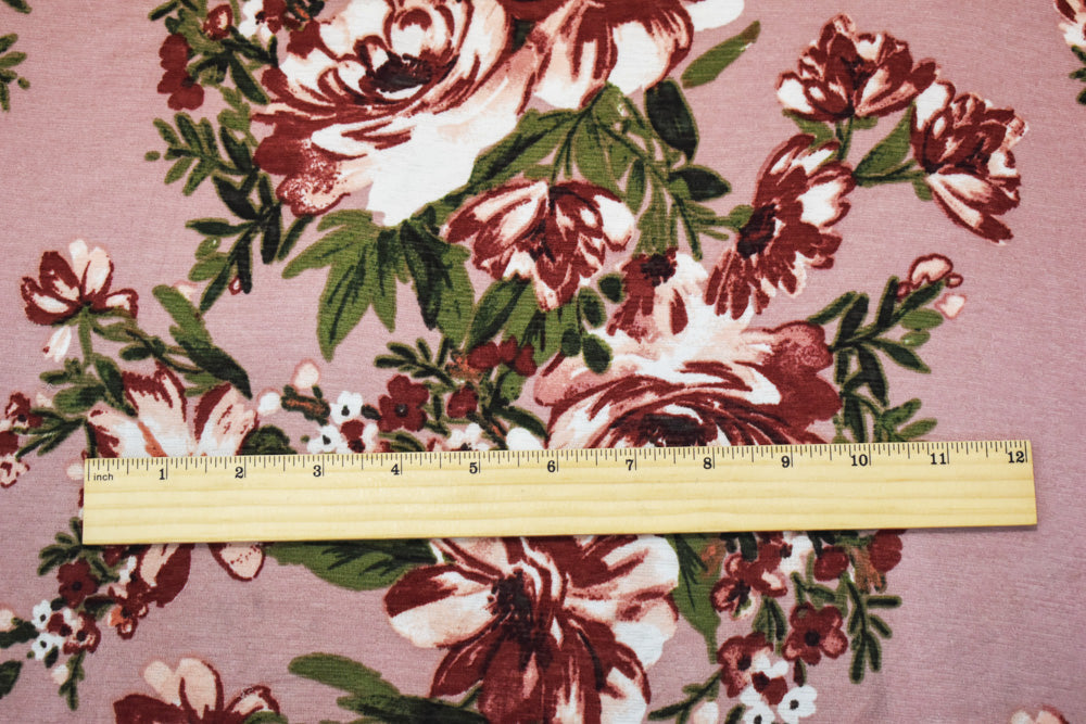 1 Yard Pink Multi Poly Floral Print Stretch Spandex Onion Skin Jersey Knit Fabric 62 Inches Width