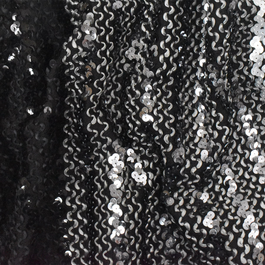 1 Yard Gray Black Multi 3D Wave Sequins Acrylic Poly Woven Jacketing Fabric Apparel 28 Inches Width