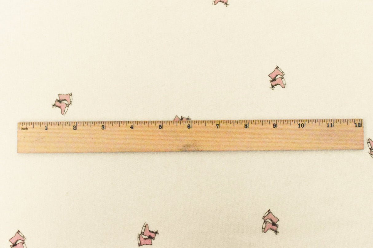1 Yard Ivory Pink Black Skates Printed Cotton French Terry Knit Fabric Soft Stretch 57 Inches