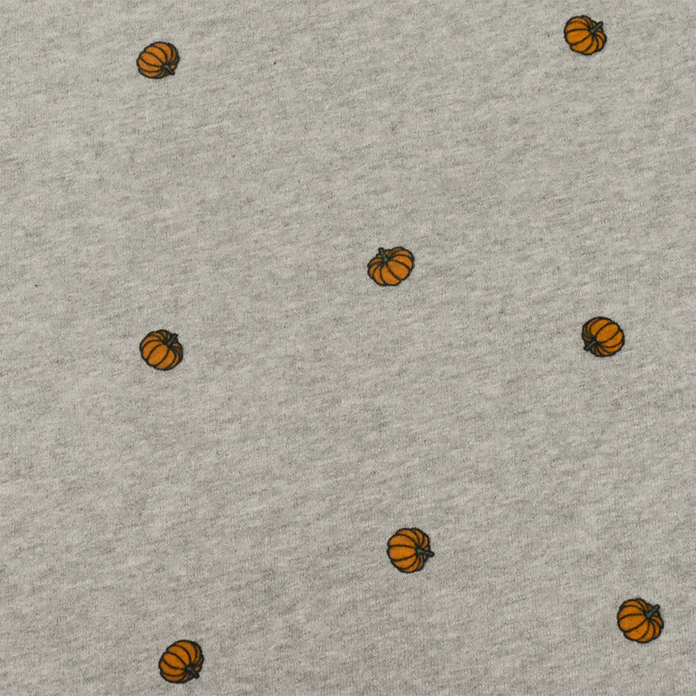 1 Yard Heather Gray Orange Multi Pumpkin Printed Cotton French Terry Knit Fabric Soft Stretch 60 Inches