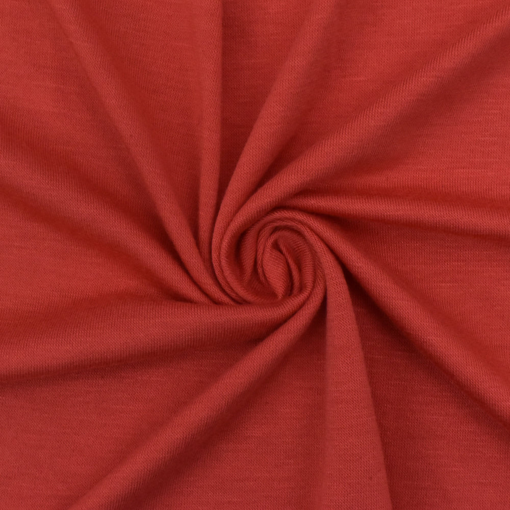 1 Yard Bright Coral Red Bamboo Spandex Jersey Knit Fabric Stretchy Lightweight 58 Inches