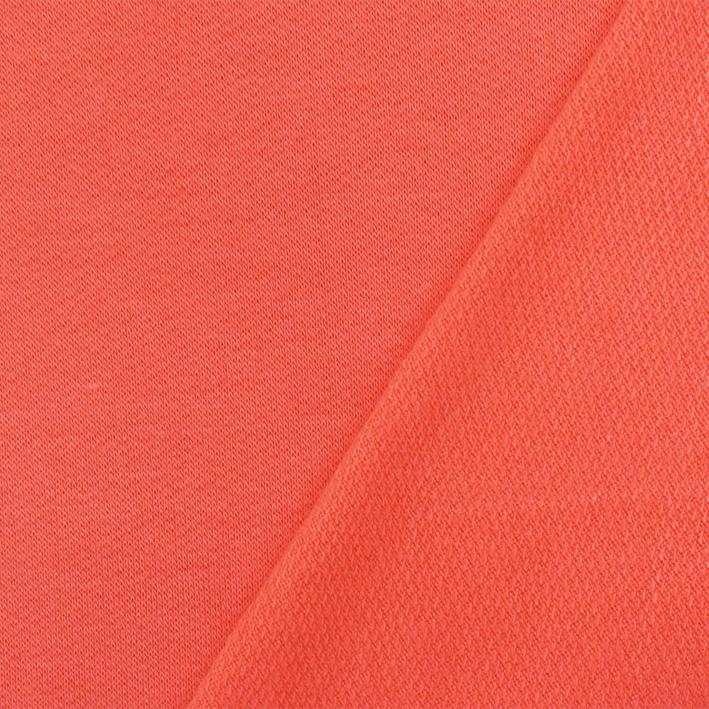 1 Yard Coral Orange Cotton Baby French Terry Knit Fabric For Dresses And Activewear 64 Inches Width
