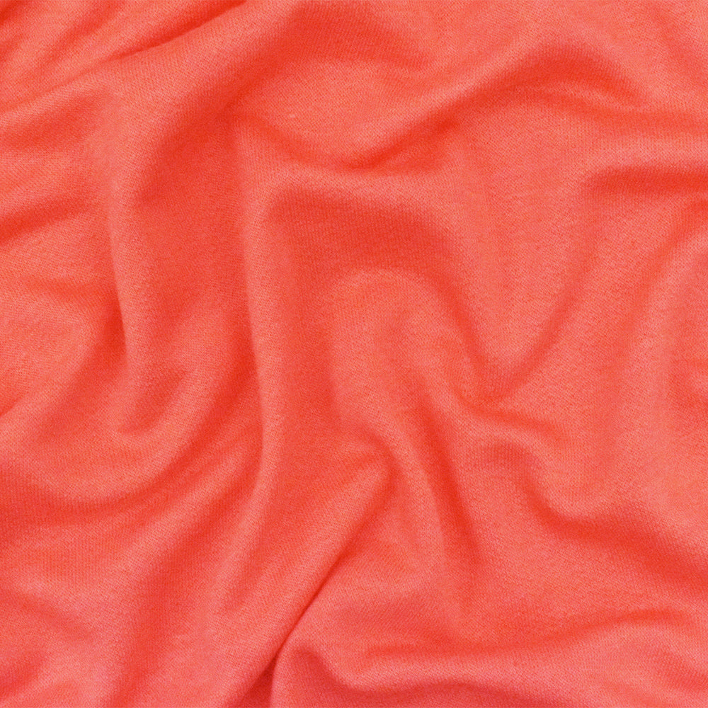 1 Yard Coral Orange Cotton Baby French Terry Knit Fabric For Dresses And Activewear 64 Inches Width