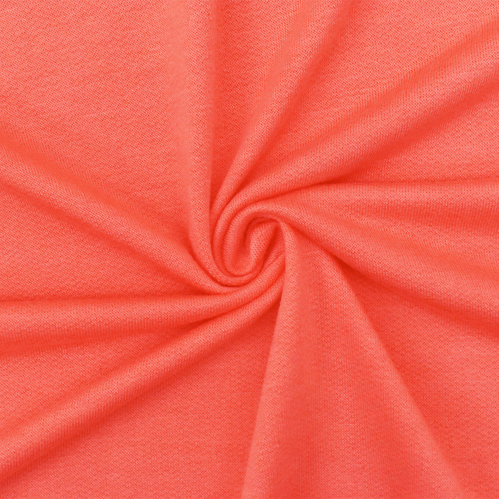 1 Yard Coral Orange Cotton Baby French Terry Knit Fabric For Dresses And Activewear 64 Inches Width