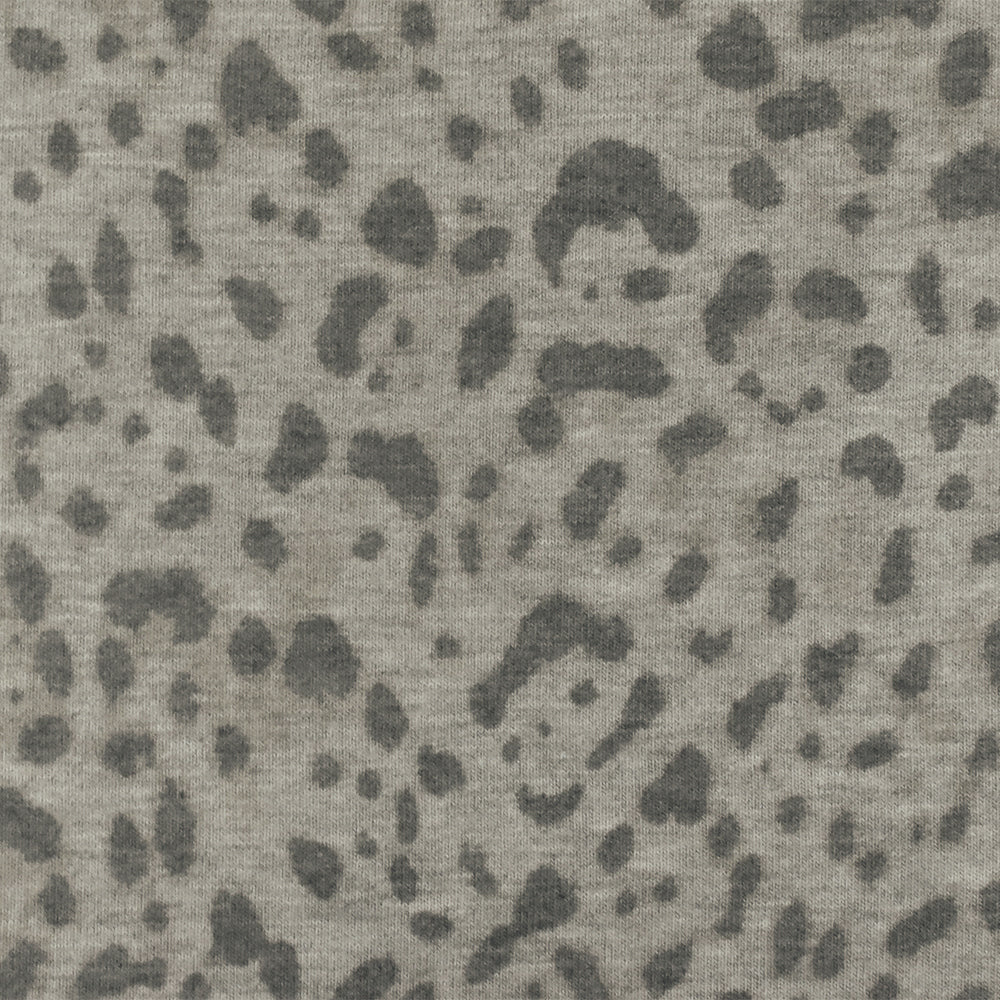 1 Yard Stretch Hacci Knit Fabric Gray Multi Cheetah Pattern Poly Rayon Blend 56" Wide
