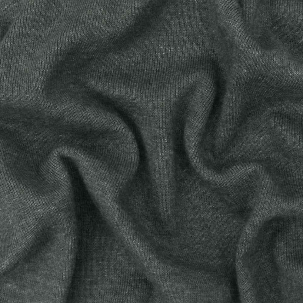 1 Yard Heather Dark Graphite Organic Cotton Poly Stretch Spandex Rib Knit Fabric 46 Inches Wide