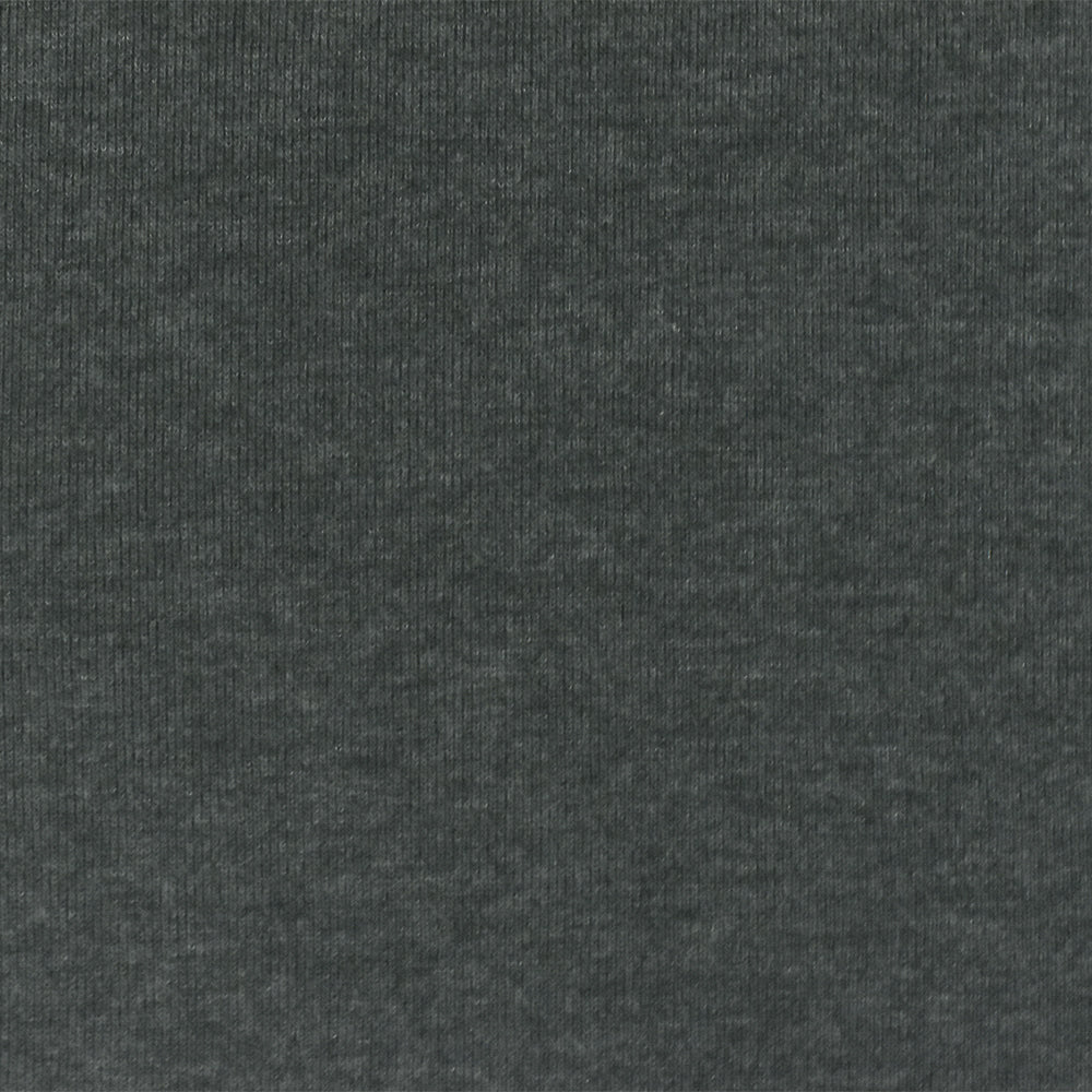 1 Yard Heather Dark Graphite Organic Cotton Poly Stretch Spandex Rib Knit Fabric 46 Inches Wide