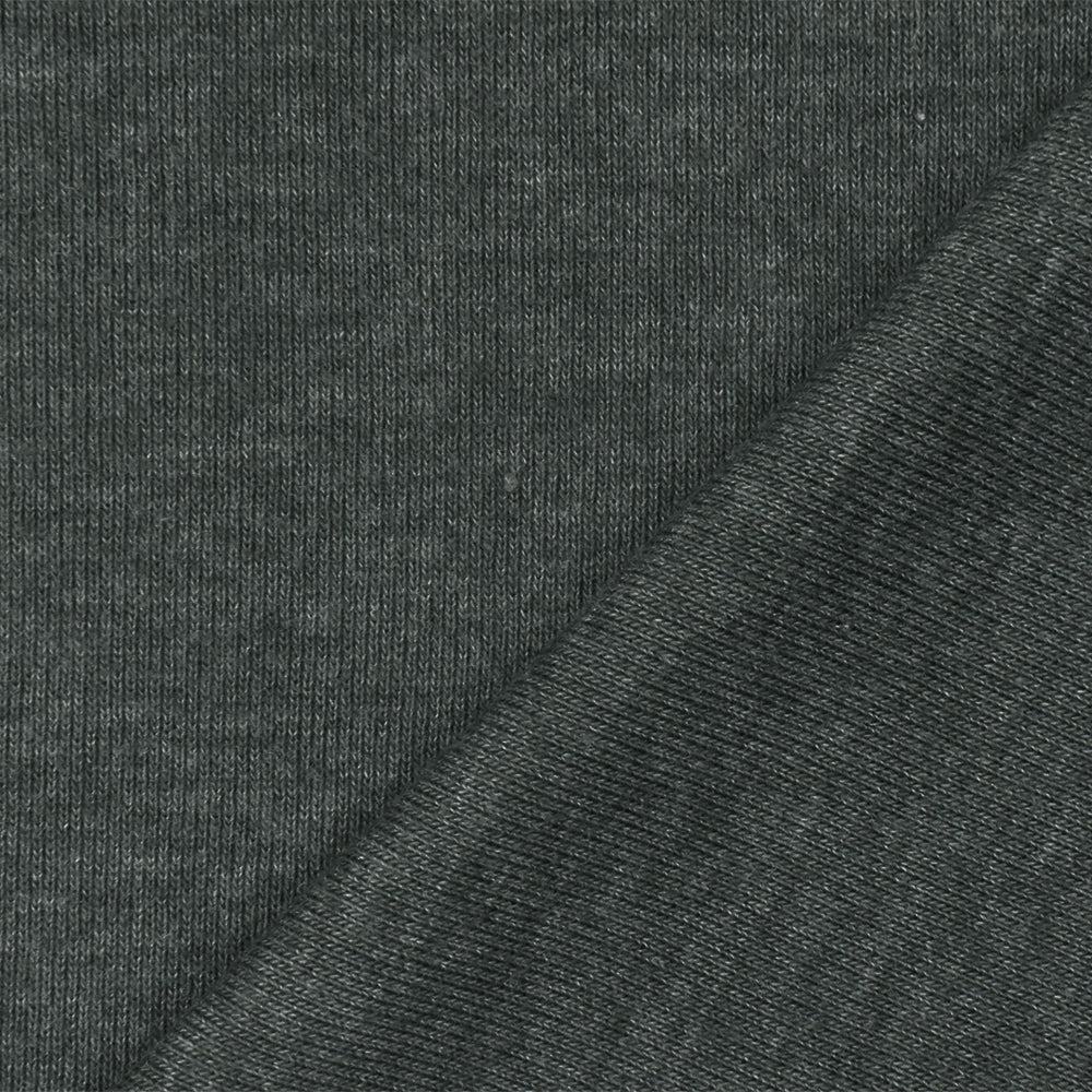 1 Yard Heather Dark Graphite Organic Cotton Poly Stretch Spandex Rib Knit Fabric 46 Inches Wide