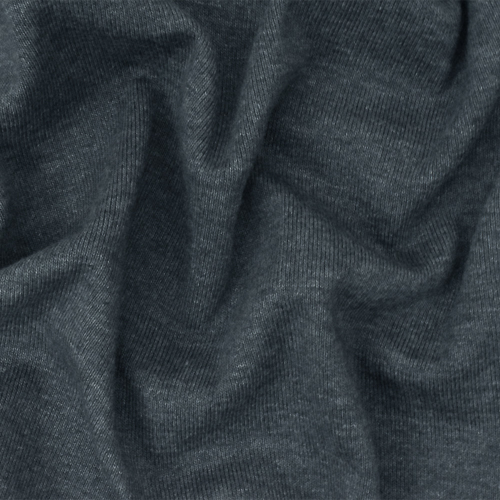 1 Yard Heather Gray Rib Knit Fabric Organic Cotton Poly Spandex Blend 47 Inches Width