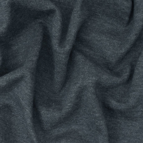 1 Yard Heather Gray Rib Knit Fabric Organic Cotton Poly Spandex Blend 47 Inches Width