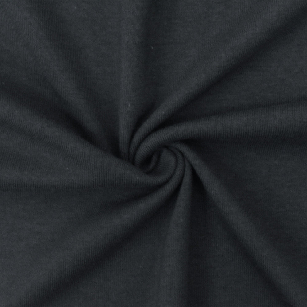 1 Yard Phantom Gray Organic Cotton Poly Stretch Spandex Rib Knit Fabric 51" Width