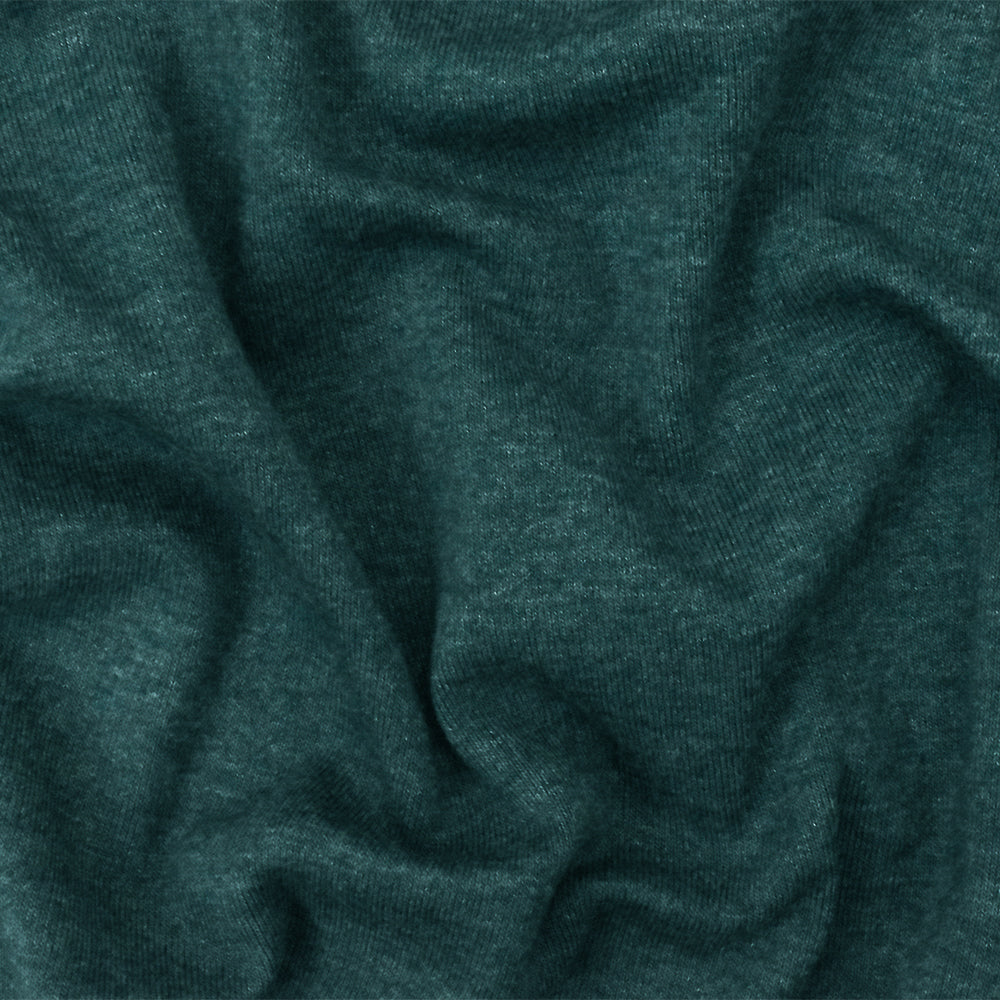 1 Yard Heather Ridgeline Green Organic Cotton Poly Stretch Spandex Rib Knit Fabric 42 Inches Width