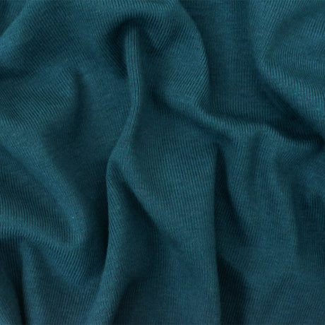 1 Yard Deep Teal Organic Cotton Poly Spandex Rib Knit Stretch Fabric 51 Inches Width