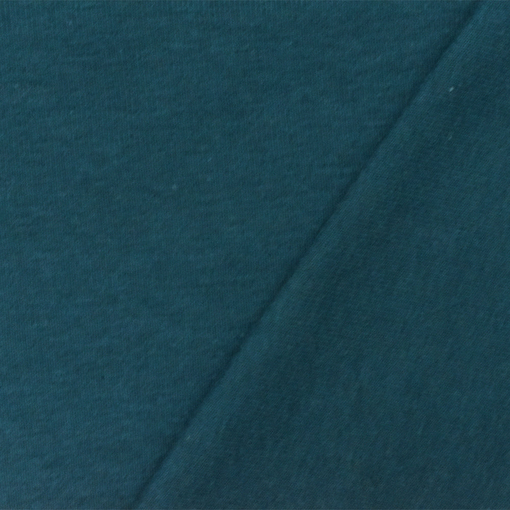 1 Yard Deep Teal Organic Cotton Poly Spandex Rib Knit Stretch Fabric 51 Inches Width