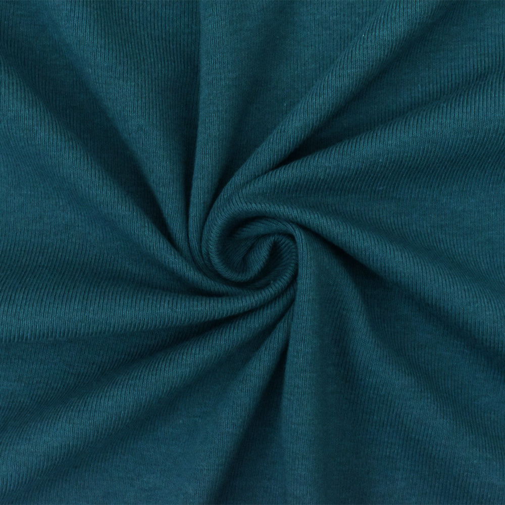 1 Yard Deep Teal Organic Cotton Poly Spandex Rib Knit Stretch Fabric 51 Inches Width