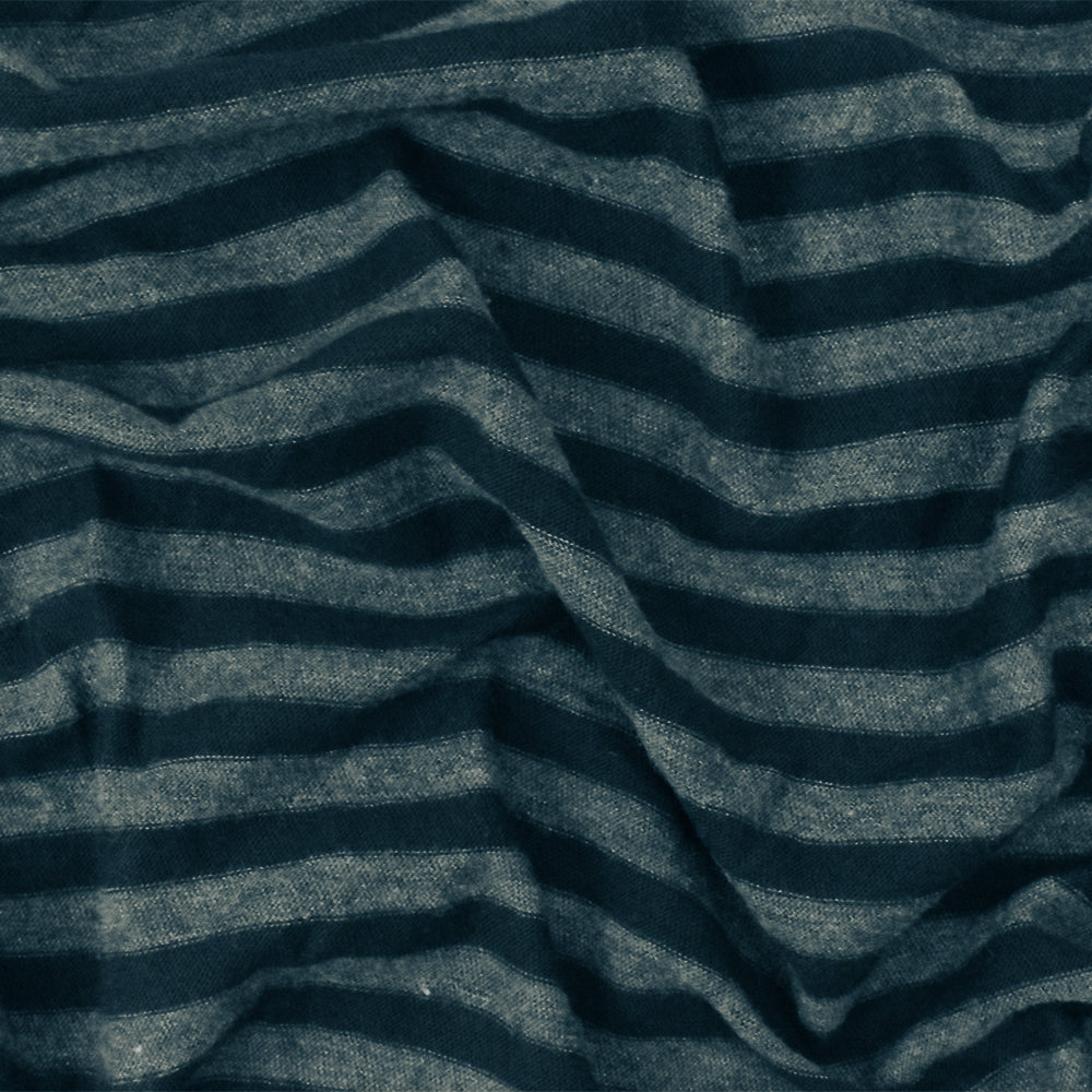 1 Yard Soft Stretch Jersey Knit with Dark Navy & Gray Stripes Organic Cotton Blend for Tees & Casualwear, 46 Inches Wide