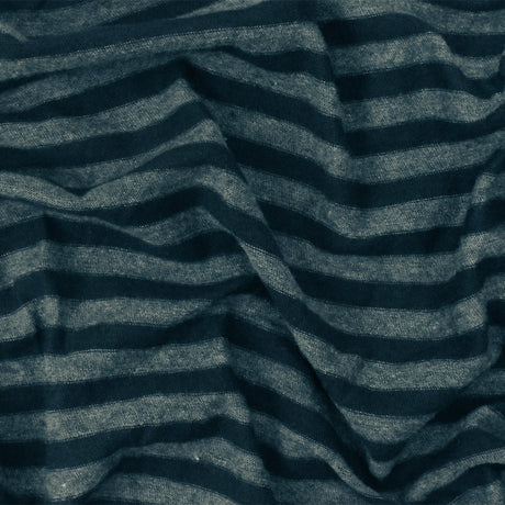 1 Yard Soft Stretch Jersey Knit with Dark Navy & Gray Stripes Organic Cotton Blend for Tees & Casualwear, 46 Inches Wide