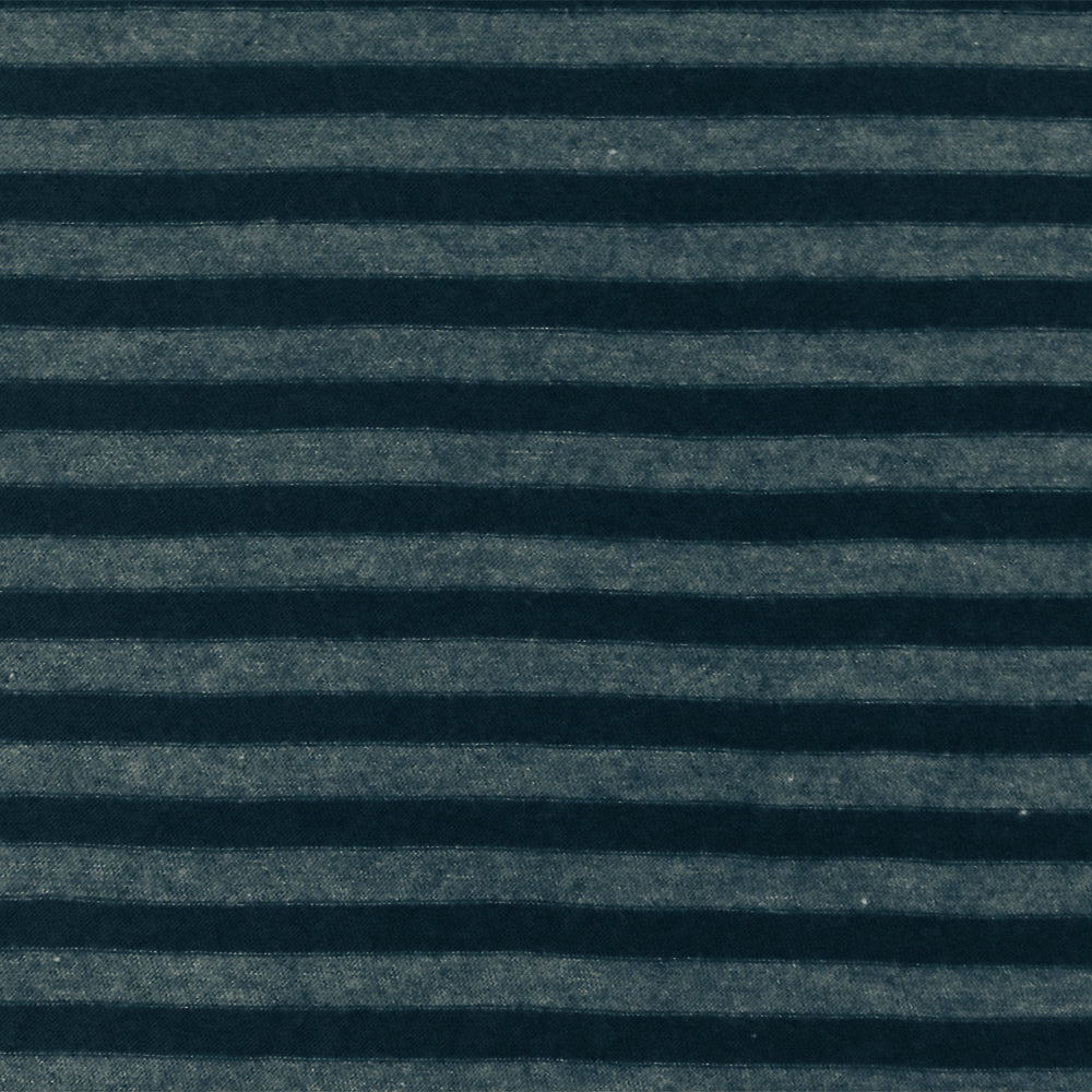 1 Yard Soft Stretch Jersey Knit with Dark Navy & Gray Stripes Organic Cotton Blend for Tees & Casualwear, 46 Inches Wide