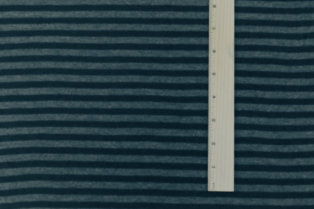 1 Yard Soft Stretch Jersey Knit with Dark Navy & Gray Stripes Organic Cotton Blend for Tees & Casualwear, 46 Inches Wide
