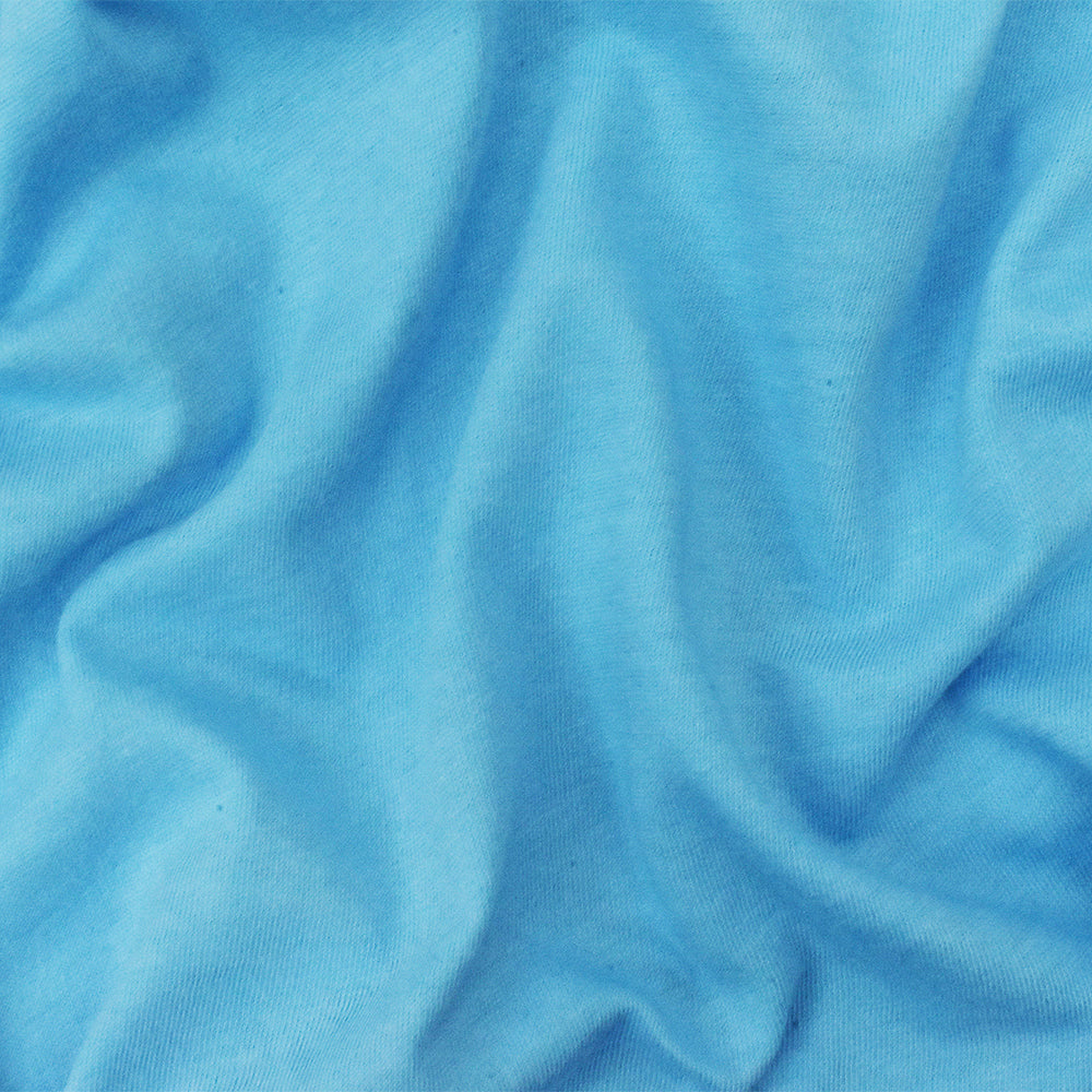 1 Yard Ocean Blue Stretch Jersey Knit Soft Organic Cotton Blend for Tees, Dresses & Everyday Comfort, 44 Inches Wide