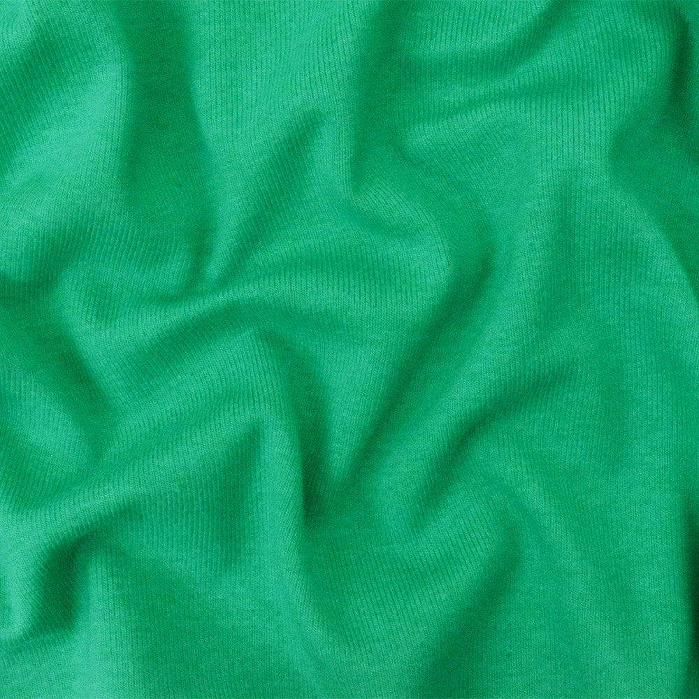 1 Yard Arcadia Green Organic Cotton Poly Stretch Spandex Solid 1x1 Rib Knit Fabric 51 Inches Wide