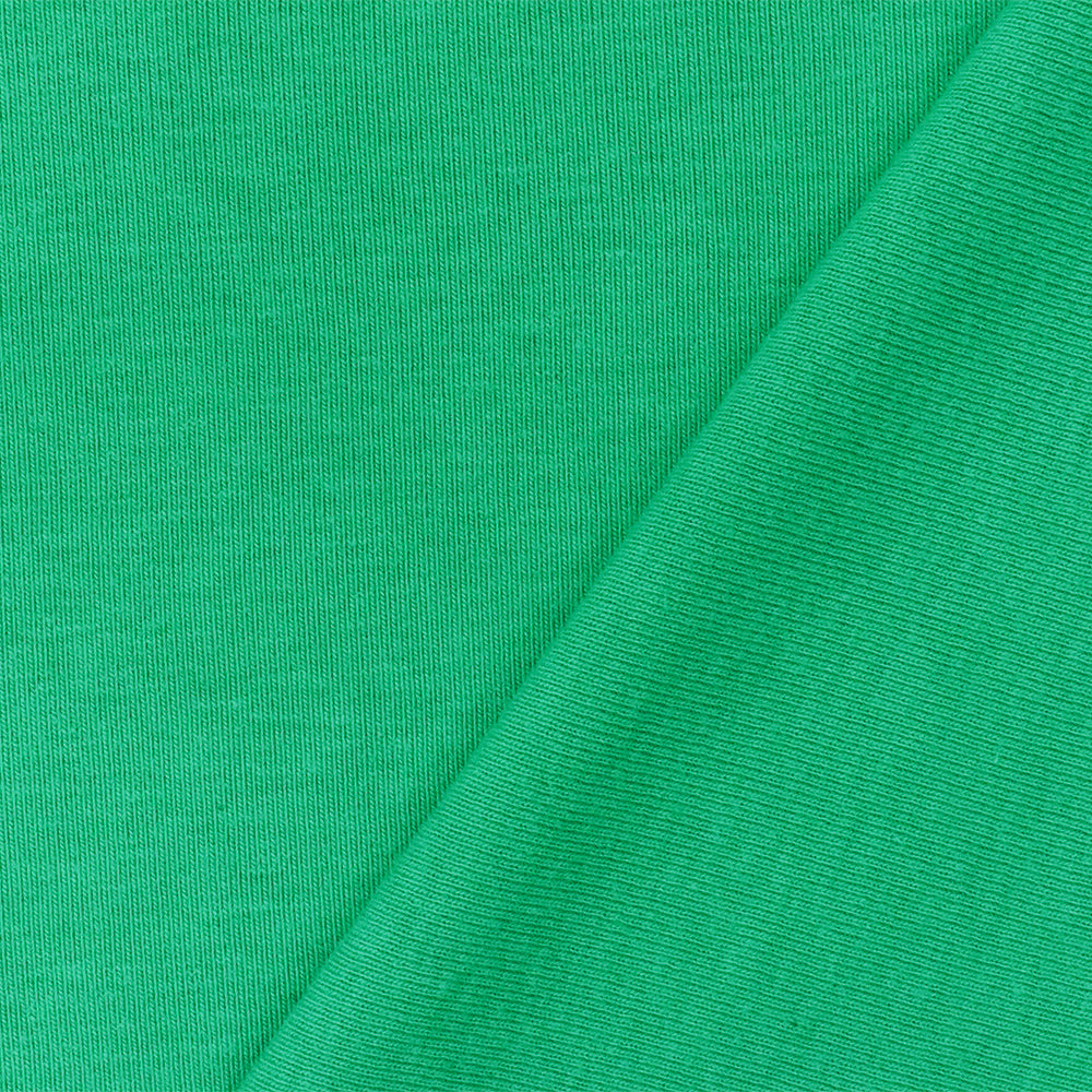 1 Yard Arcadia Green Organic Cotton Poly Stretch Spandex Solid 1x1 Rib Knit Fabric 51 Inches Wide