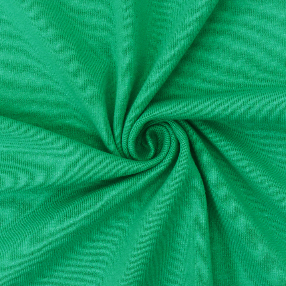 1 Yard Arcadia Green Organic Cotton Poly Stretch Spandex Solid 1x1 Rib Knit Fabric 51 Inches Wide