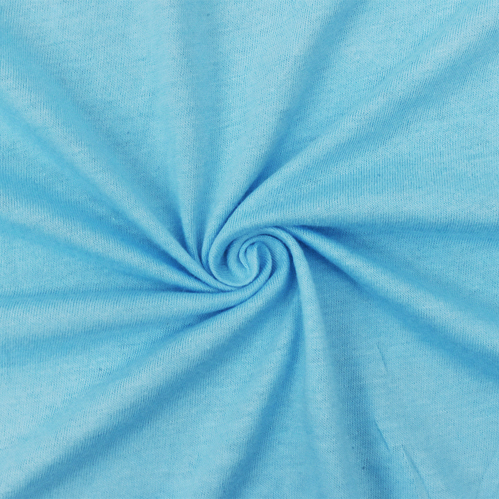 1 Yard Lake Blue Organic Cotton Stretch Spandex Solid Jersey Knit Fabric 46 Inches Wide