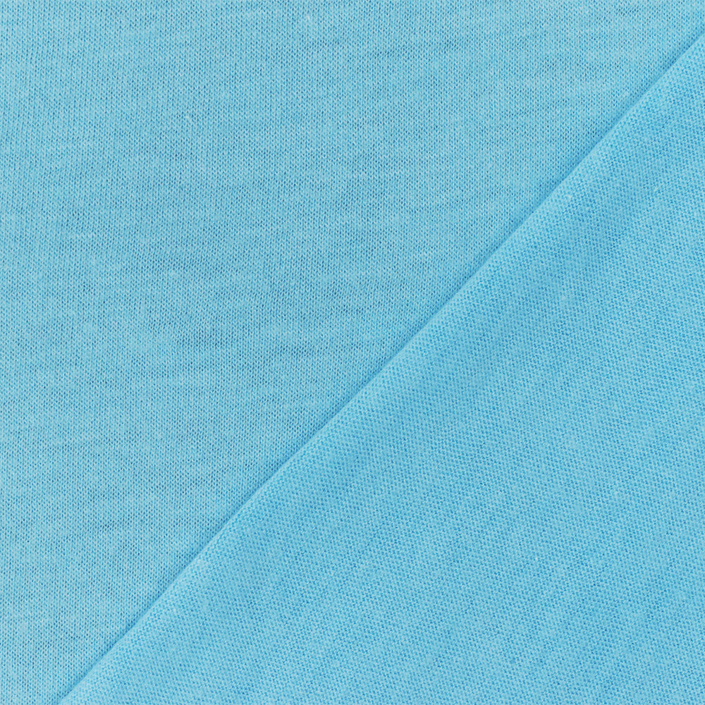 1 Yard Lake Blue Organic Cotton Stretch Spandex Solid Jersey Knit Fabric 46 Inches Wide