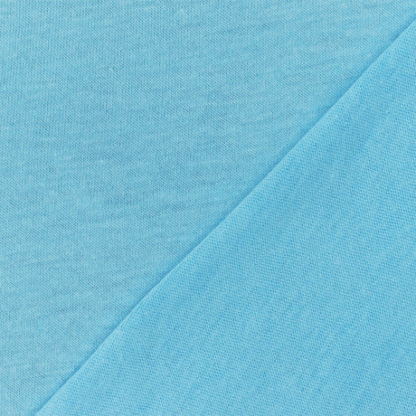 1 Yard Lake Blue Organic Cotton Stretch Spandex Solid Jersey Knit Fabric 46 Inches Wide