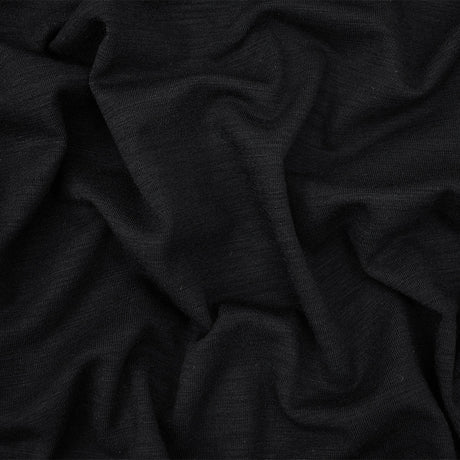 1 Yard Black Wool Blend Stretch Jersey Knit Fabric with Slub Texture 50 Inches Wide