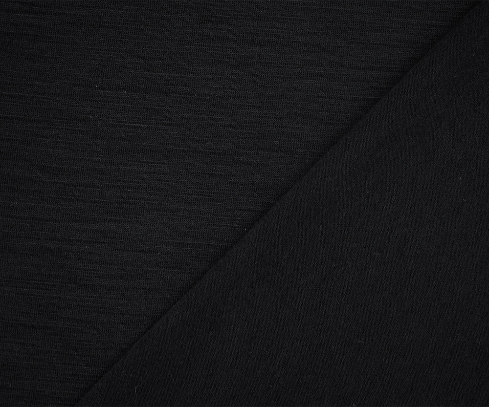 1 Yard Black Wool Blend Stretch Jersey Knit Fabric with Slub Texture 50 Inches Wide