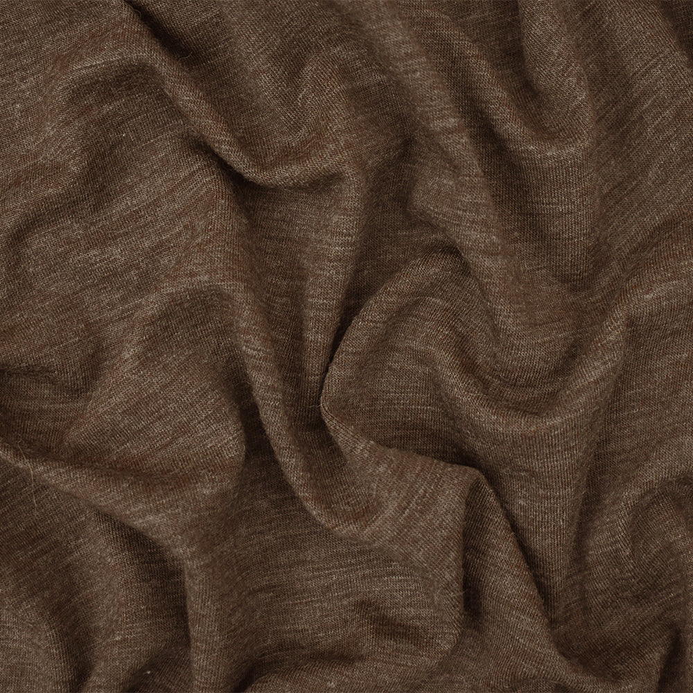 1 Yard Heather Warm Brown Gray Wool Blend Stretch Jersey Knit Fabric 50 Inches Wide
