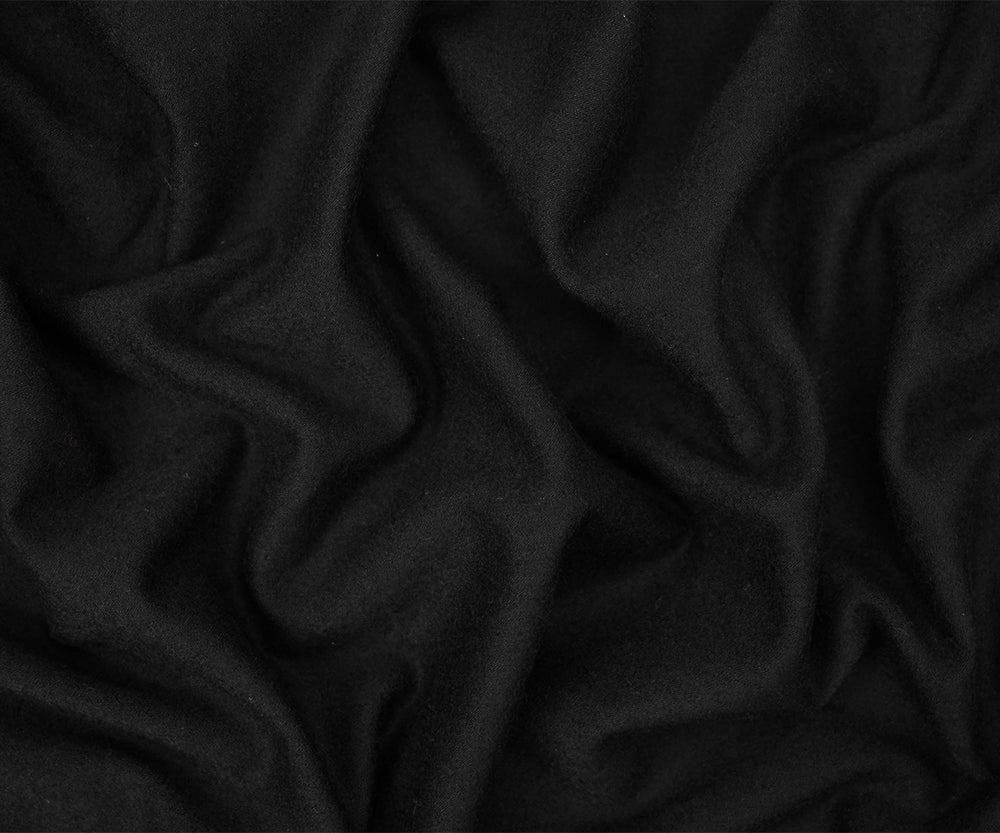 1 Yard Matte Black Wool Blend Slub Stretch Jersey Knit Fabric 46 Inches Wide