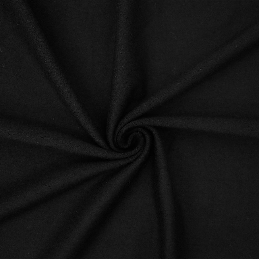 1 Yard Matte Black Wool Blend Slub Stretch Jersey Knit Fabric 46 Inches Wide
