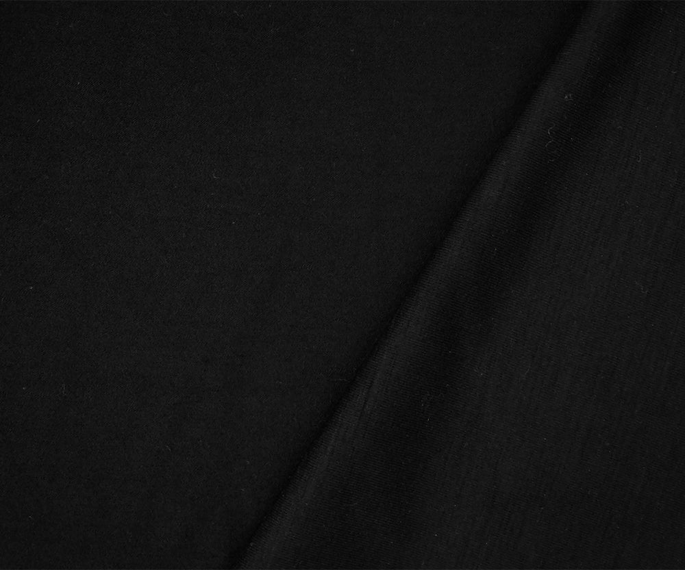 1 Yard Matte Black Wool Blend Slub Stretch Jersey Knit Fabric 46 Inches Wide