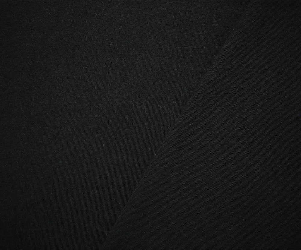 1 Yard Black Organic Cotton Knit Fabric, Soft Matte Texture with Natural Stretch, 61 Inches Wide