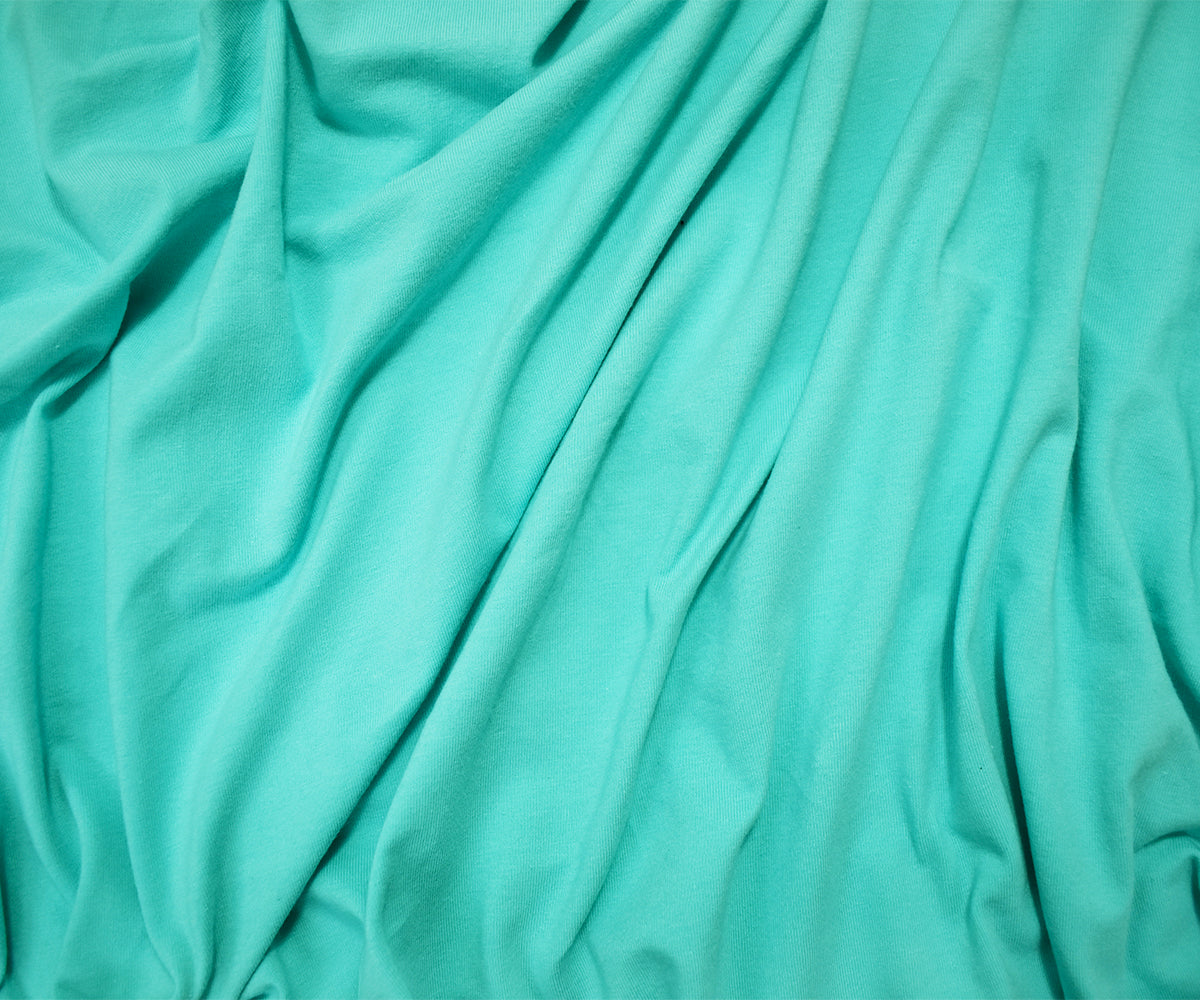 1 Yard Aqua Turquoise Matte Jersey with a Silky Cotton Texture, Great for Flexible, Stylish Pieces, 58 Inches Wide