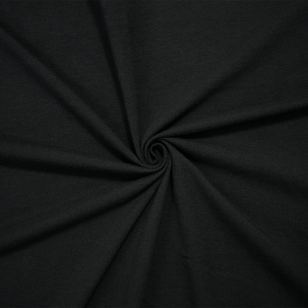 1 Yard Deep Black Cotton Matte Knit Fabric with Stretch, Great for Lounge Sets, Leggings, and Custom Apparel, 64 Inches Width
