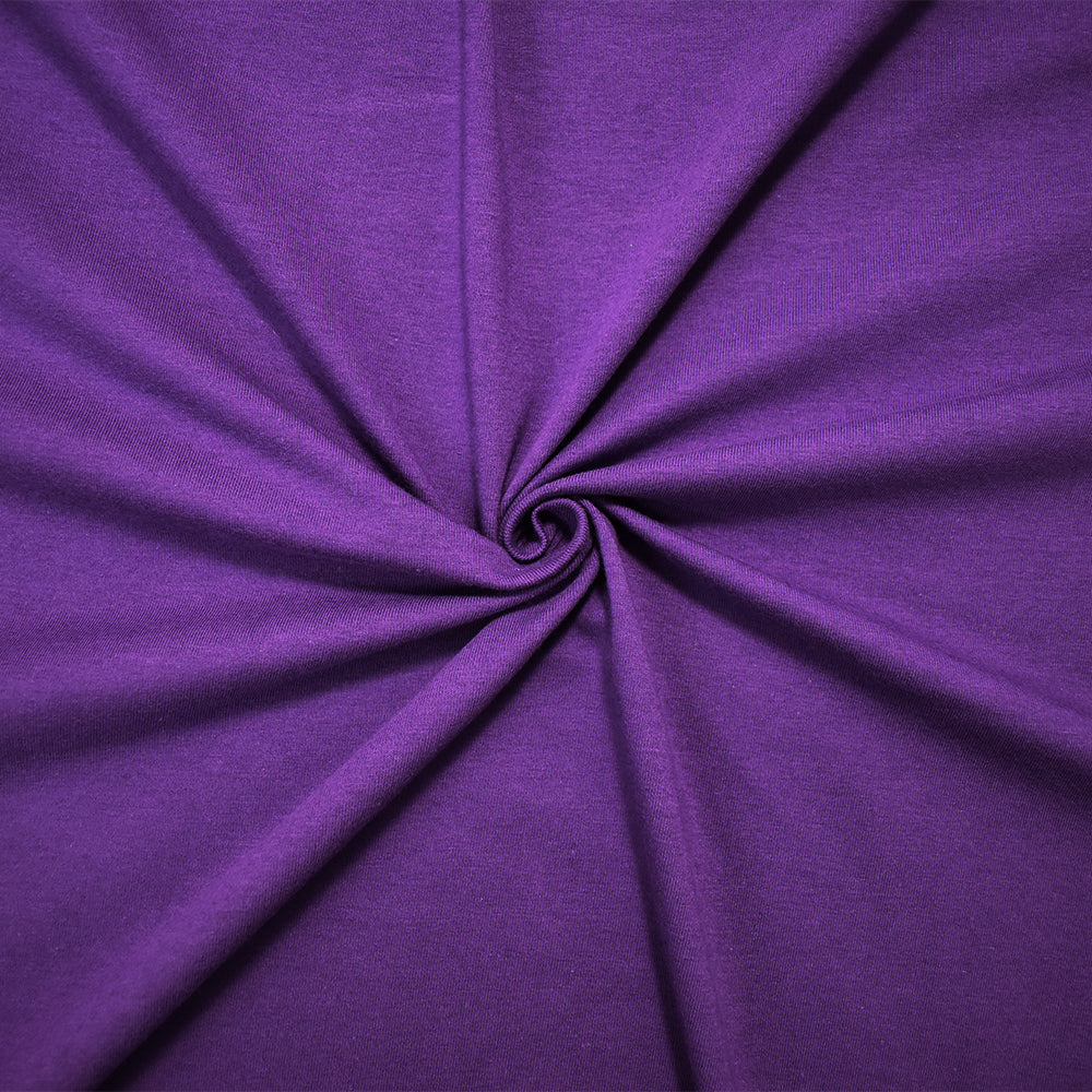 1 Yard Purple Organic Cotton-Blend Matte Jersey Knit with Smooth Stretch Texture, 60 Inches Wide
