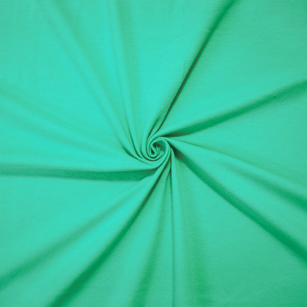 1 Yard Fresh Mint Turquoise Sustainable Cotton Four-Way Stretch Matte Jersey, Soft and Cozy Fabric, 61 Inches Wide