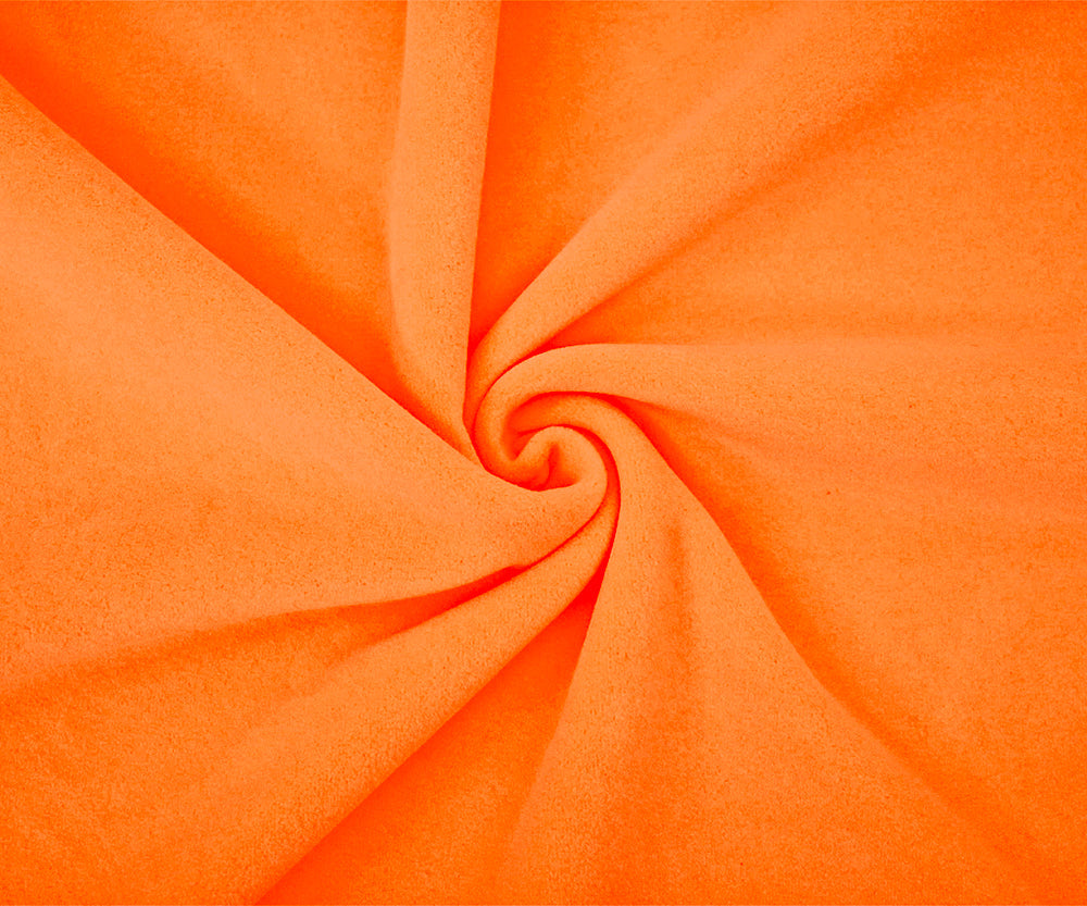 1 Yard Neon Orange Polartec Wind Pro Fleece Knit Heavyweight, Wind Resistant & Water Repellent 63 Inches Wide