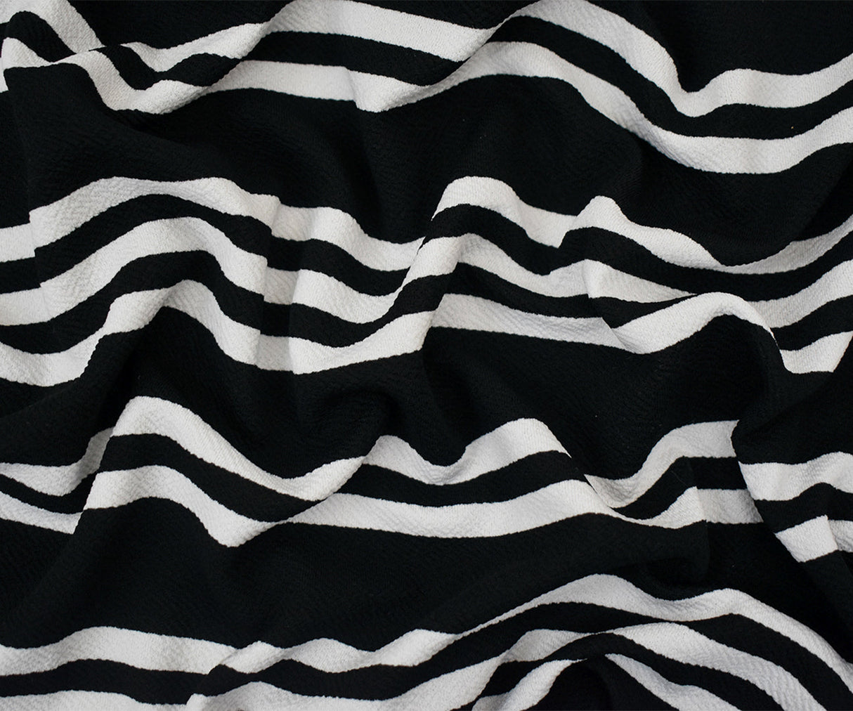 1 Yard Black White Poly Cotton Stripe Stretch Crepe Double Knit Fabric For Apparel Crafts 60 Inches Width